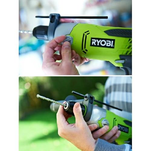 Perceuse RYOBI - Perceuse a percussion 1 200 W - 1 200-3 000 cp/min - 2 vitesses - mandrin 13 mm métal - LED - Livrée en coffret - RPD1200-K