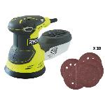 RYOBI - Ponceuse excentrique 300 W - 7 000-13 000 osc-min - diam. 125 mm - Livree en sac de transport avec 20 abrasifs - ROS300A