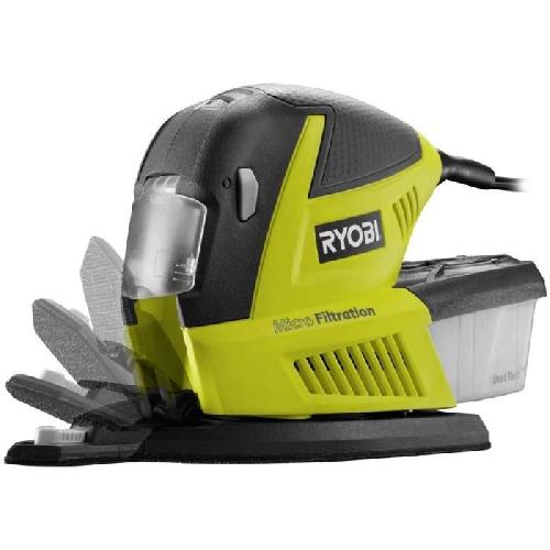 Outil Multifonctions RYOBI - Ponceuse multifonction 180W - 6000-12000 osc-min + sac et 30 abrasifs -10x1-3 feuille. 10 triangles. 10 doigts- - RMS180-SA30