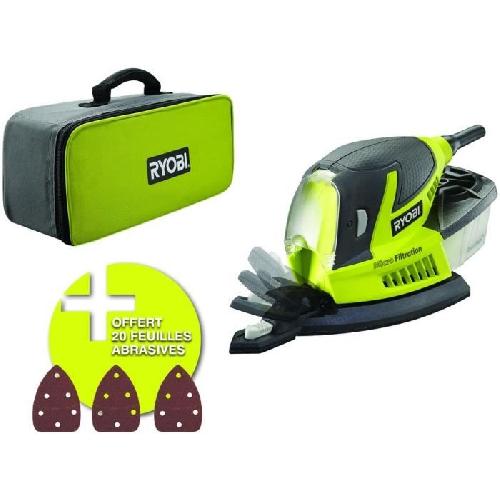 RYOBI - Ponceuse triangulaire 100 W - 12 000 osc/min - 169 x 100 mm - Livrée en sac de transport avec 20 abrasifs - RPS100-SA20