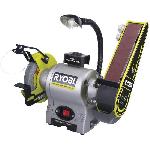 RYOBI - Touret a bande et a disque 250 W + meule a ebavurer. bande poncage 50 x 686 mm. pare-eclats et 2 porte-pieces - RBGL250G