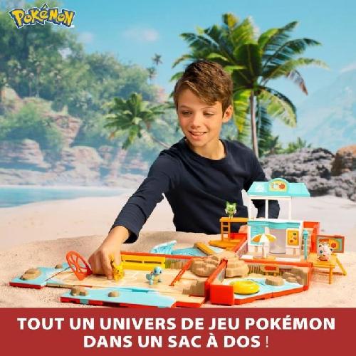 Figurine Miniature - Personnage Miniature Sac a dos - BANDAI - Pokémon du dresseur Theme Plage - S'ouvre et devient une super arene