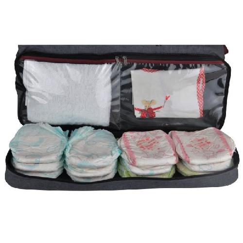 Sac A Langer Sac a langer Baby on board - Week-end Team Smoke - Gris chiné - Détails cuir bordeaux et noir