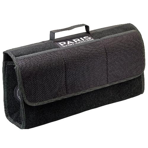 Organiseur De Siege - Poche De Rangement Sacoche de coffre PSG en moquette scratch noire - 24.5x51x2.5cm - Paris Saint Germain