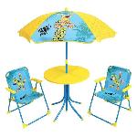 Table Activite - Jouet D'activite Salon de jardin pour enfants - FUN HOUSE - MARSUPILAMI - Jaune - 2 chaises pliantes - Parasol