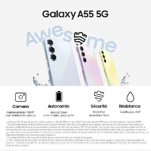 Smartphone Samsung Galaxy A55 Smartphone 128 Go 5G Bleu