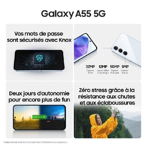 Smartphone Samsung Galaxy A55 Smartphone 128 Go 5G Bleu