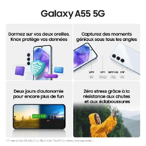 Smartphone Samsung Galaxy A55 Smartphone 128 Go 5G Bleu nuit