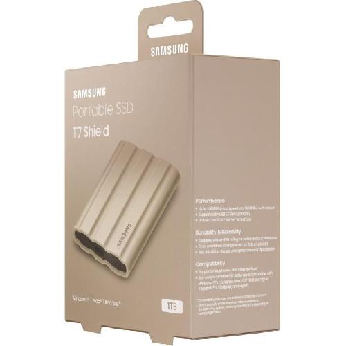 Disque Dur Ssd Externe SAMSUNG SSD Externe T7 Shield Beige 1 To MU-PE1T0K-EU