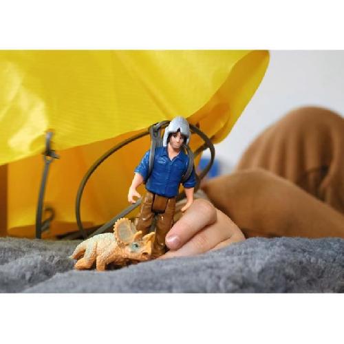 Figurine Miniature - Personnage Miniature Sauvetage en Parachute. Coffret schleich avec 1 parachute. 1 figurine humaine et 1 dinosaure. Ensemble de Jouets Préhistoriques de