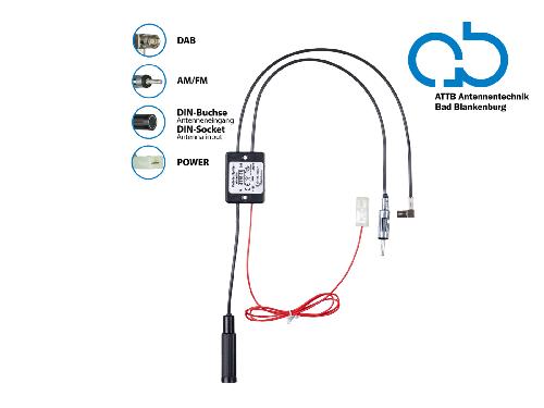 Adaptateurs Antenne Separateur antenne AM FM DAB+ DIN-f- > DIN-m- SMB-f- amplifie