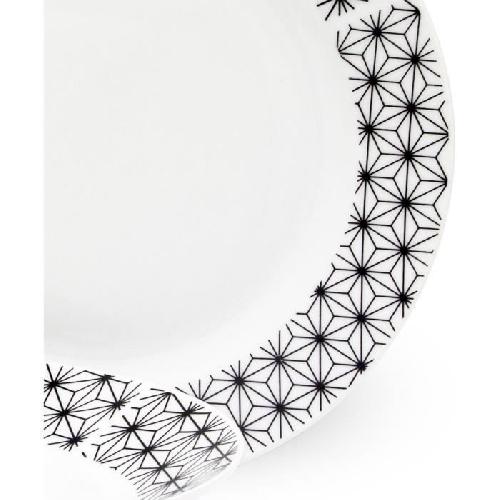 Service de Table 18 pieces en porcelaine formes geometriques noir et blanc
