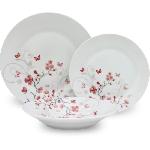 Service de Table 18 pieces en porcelaine Papillons rouge