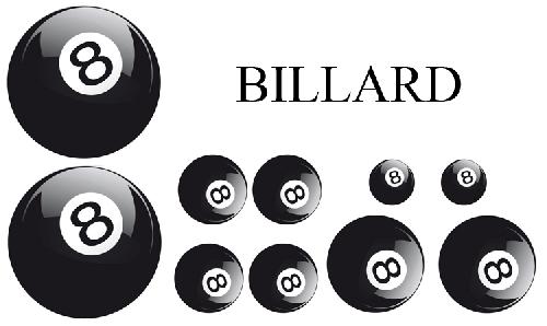 Stickers Monocouleurs Set Adhesifs -ELEMENT BILLARD- Noir et Blanc - Car Deco