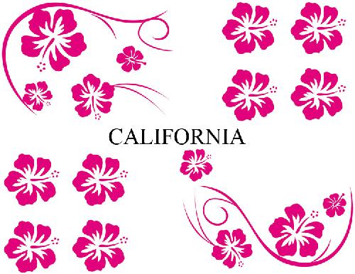 Stickers Monocouleurs Set Adhesifs -ELEMENT CALIFORNIA- Rose - Car Deco