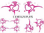 Stickers Monocouleurs Set Adhesifs -ELEMENT CORAZONES- Rose - Car Deco