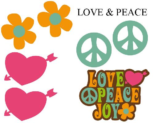 Stickers Multi-couleurs Set Adhesifs -ELEMENT LOVE AND PEACE- Full Color - Car Deco