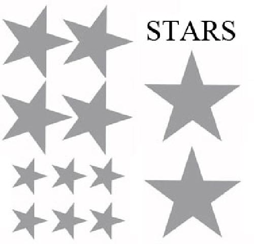 Stickers Monocouleurs Set Adhesifs -ELEMENT STARS- Gris - Car Deco