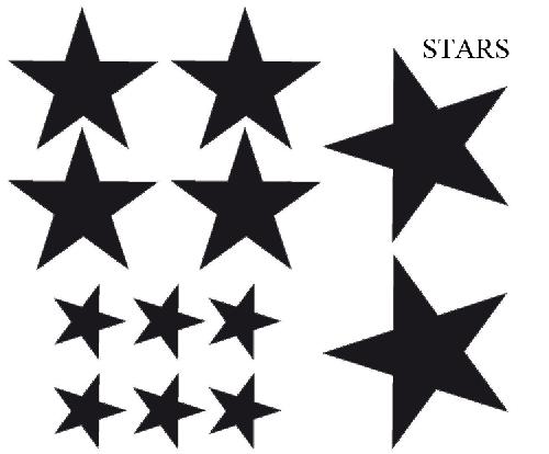Stickers Monocouleurs Set Adhesifs -ELEMENT STARS- Noir - Car Deco