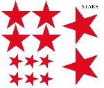 Stickers Monocouleurs Set Adhesifs -ELEMENT STARS- Rouge - Car Deco