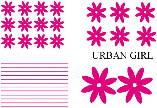 Stickers Monocouleurs Set Adhesifs ELEMENT URBAN GIRL couleur Rose