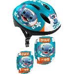 Casque De Glisse - Trottinette - Skate - Patin A Roulette Set avec Casque et protections avec coudieres et genouilleres - DISNEY - STITCH