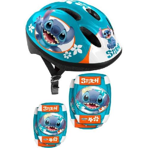 Casque De Glisse - Trottinette - Skate - Patin A Roulette Set avec Casque et protections avec coudieres et genouilleres - DISNEY - STITCH