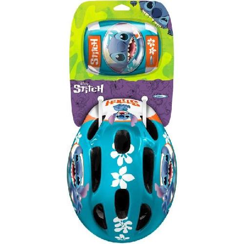 Casque De Glisse - Trottinette - Skate - Patin A Roulette Set avec Casque et protections avec coudieres et genouilleres - DISNEY - STITCH