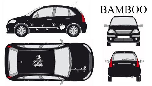 Stickers Grands Formats Set complet Adhesifs -BAMBOO- Blanc - Taille M - PROMO ADN - Car Deco