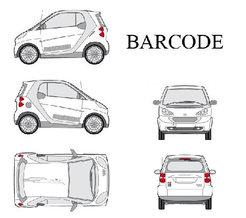 Stickers Grands Formats Set complet Adhesifs -BARCODE- Argent - Taille M - PROMO ADN - Car Deco