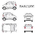 Stickers Grands Formats Set complet Adhesifs -BARCODE- Argent - Taille S - PROMO ADN - Car Deco
