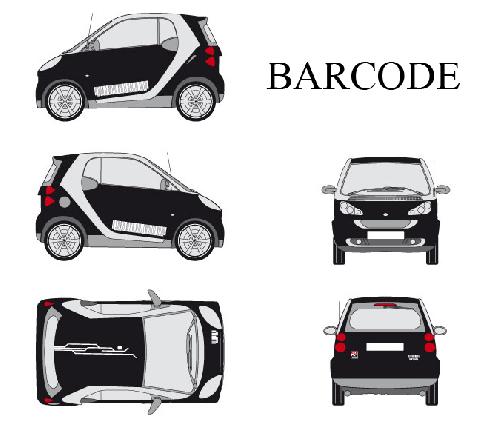 Stickers Grands Formats Set complet Adhesifs -BARCODE- Blanc - Taille M - PROMO ADN - Car Deco
