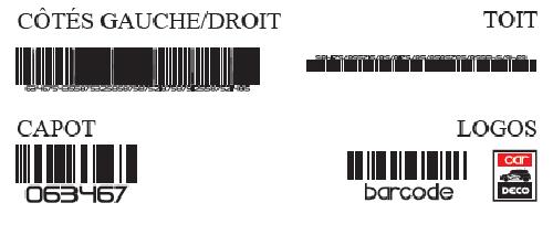 Stickers Grands Formats Set complet Adhesifs -BARCODE- Noir - Taille M - PROMO ADN - Car Deco