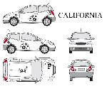 Stickers Grands Formats Set complet Adhesifs -CALIFORNIA- Noir - Taille S - Car Deco