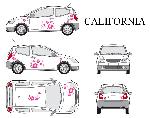 Stickers Grands Formats Set complet Adhesifs -CALIFORNIA- Rose - Taille S - Car Deco