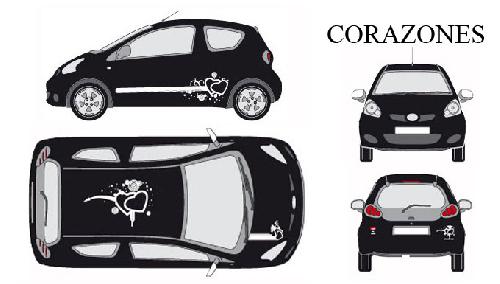 Stickers Grands Formats Set complet Adhesifs -CORAZONES- Blanc - Taille M - Car Deco