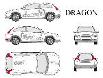 Stickers Monocouleurs Set complet Adhesifs -DRAGON- Argent - Taille M - Car Deco