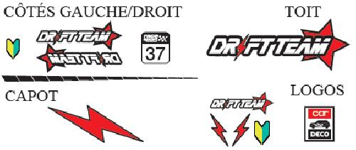 Stickers Grands Formats Set complet Adhesifs - DRIFT - Full Color - Taille M - Car Deco