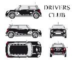 Stickers Grands Formats Set complet Adhesifs -DRIVERS CLUB- Blanc - Taille M - PROMO ADN - Car Deco
