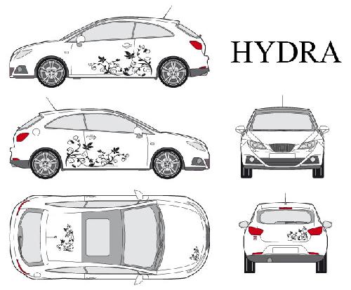 Set complet Adhesifs -HYDRA- Noir - Taille S - Car Deco