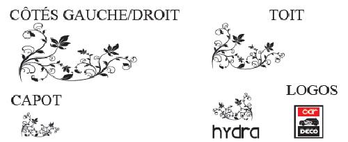 Set complet Adhesifs -HYDRA- Noir - Taille S - Car Deco