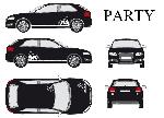 Stickers Grands Formats Set complet Adhesifs -PARTY- Blanc - Taille M - PROMO ADN - Car Deco