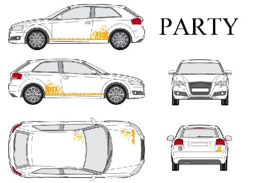 Stickers Grands Formats Set complet Adhesifs -PARTY- Orange - Taille M - PROMO ADN - Car Deco