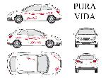 Stickers Grands Formats Set complet Adhesifs -PURA VIDA- Rouge - Taille S - Car Deco