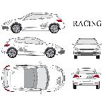 Set complet Adhesifs -RACING- Argent - Taille M - Car Deco