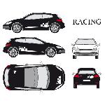 Set complet Adhesifs -RACING- Blanc - Taille M - Car Deco