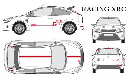 Stickers Grands Formats Set complet Adhesifs -RACING XRC- Rouge - Taille M - Car Deco