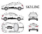 Stickers Grands Formats Set complet Adhesifs -SKYLINE- Noir - Taille M - PROMO ADN - Car Deco