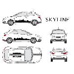 Set complet Adhesifs -SKYLINE- Noir - Taille M - PROMO ADN - Car Deco