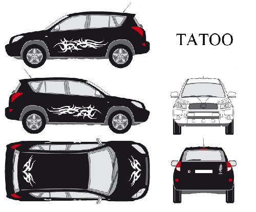 Stickers Grands Formats Set complet Adhesifs -TATOO- Blanc - Taille M - PROMO ADN - Car Deco